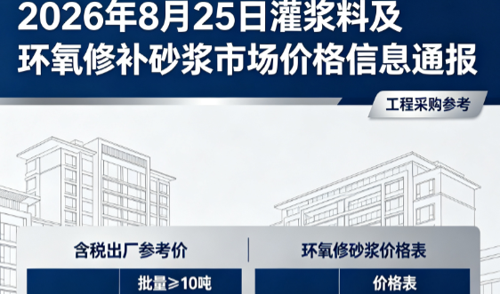 开平2026年8月25日灌浆料及环氧修补砂浆市场价格信息通报